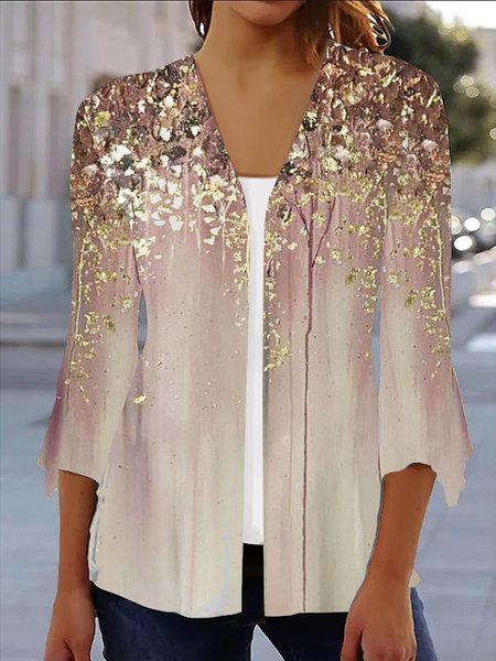 

Casual Jersey Shirt Collar Kimono, Khaki, Kimono
