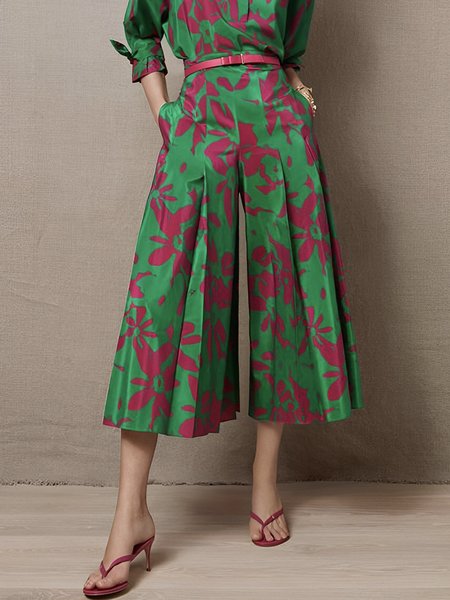 

Vacation Floral Regular Fit Fashion Pants, Green, Pants