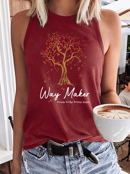 

Women's Casual Waymaker Tree Tank Top, Red, Tank Tops