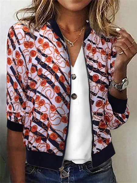 

Feather Pattern Casual Others Jacket, Black-red, Jackets