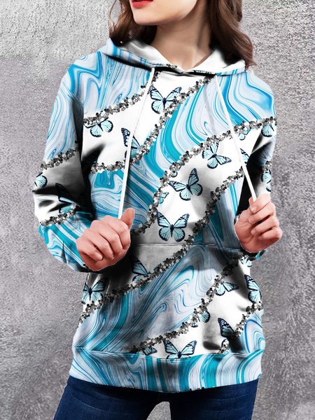 

Casual Regular Fit Crew Neck Hoodie, Light blue, Sweatshirts & Hoodies