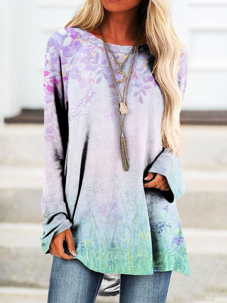 

Casual Floral Regular Fit Crew Neck Sweatshirt, Pink, Sweatshirts & Hoodies