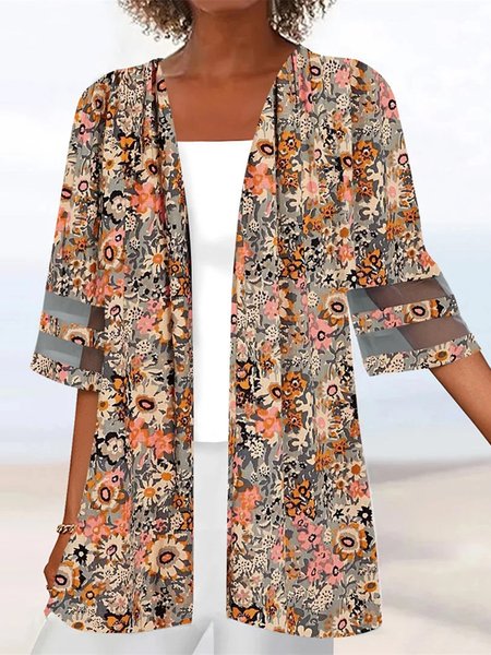 

Floral Others Casual Kimono, Yellow, Cardigans