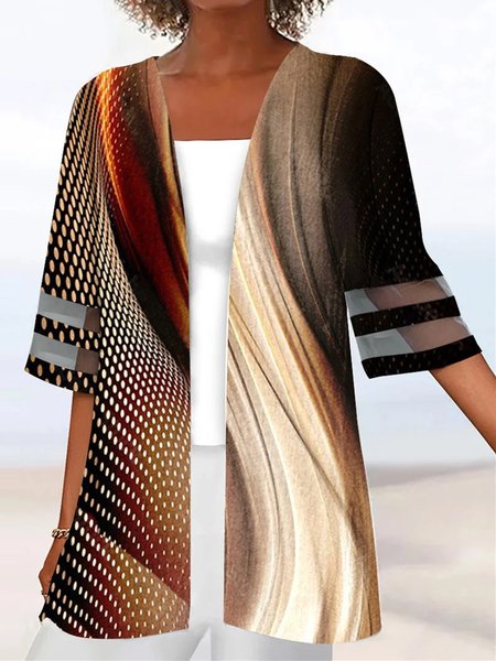 

Loose Abstract Casual Kimono, Khaki, Cardigans