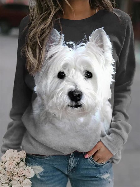 

Casual Animal Crew Neck Sweatshirt, Deep gray, Sweatshirts & Hoodies