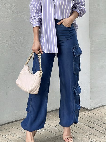 

Daily Plain Denim Regular Fit Casual Jeans, Blue, Jeans