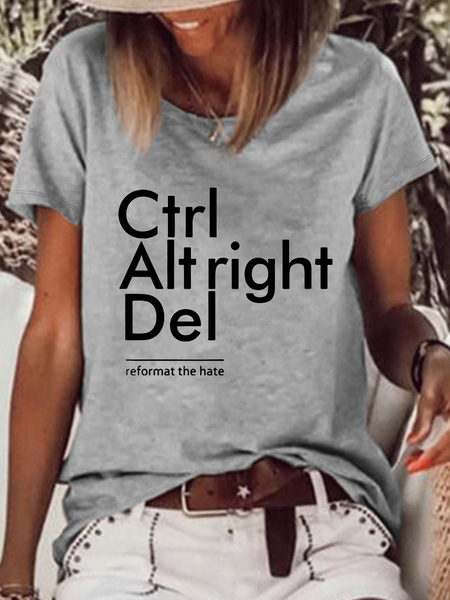 

Women‘s Funny Word Ctrl Alt Right del Casual Loose T-Shirt, Gray, T-shirts