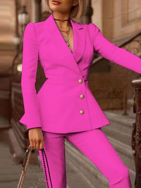 

Regular Fit Plain Urban Lapel Collar Blazer, Deep pink, Blazers