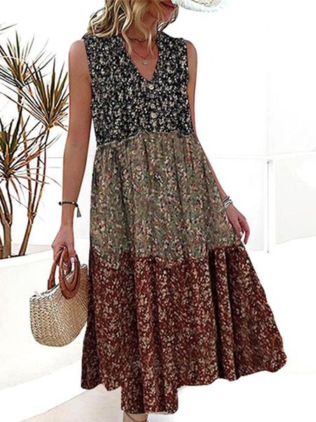 

Floral Casual Loose Dress, Multicolor, Dresses