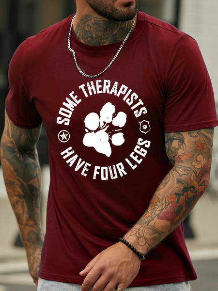 

Men's Some Therapists Have Four Legs Cotton Casual T-Shirt, Red, T-shirts