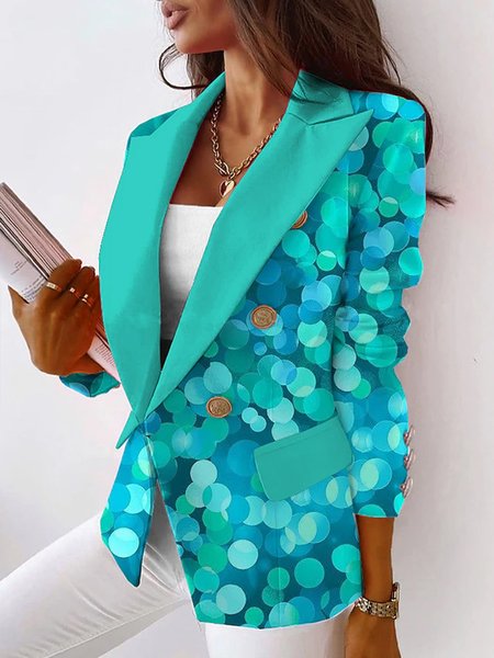 

Urban Polka Dots Regular Fit Lapel Collar Blazer, Blue, Blazers