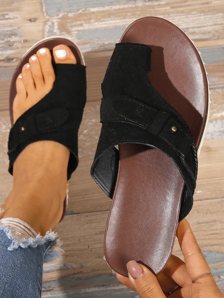 

Casual Irregular Toe Ring Slide Sandals, Black, Sandals & Slippers