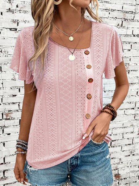 

Knitted Loose Plain Casual Blouse, Pink, Blouses