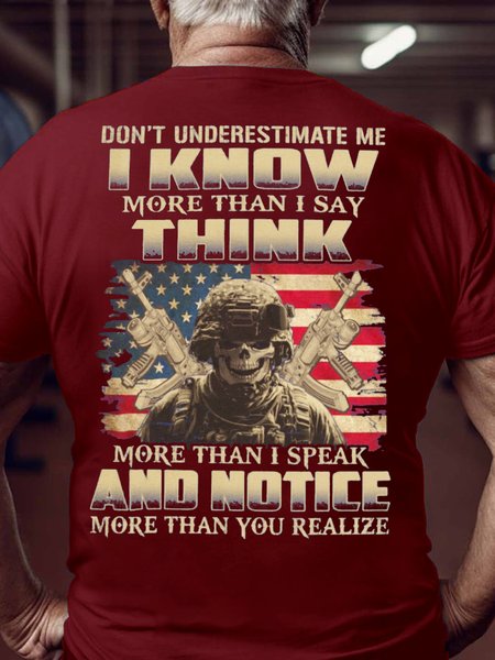 

Men's Don't Underestimate Me I Know More Than I Say Think More Than I Speak And Notice More Than You Realize Cotton T-Shirt, Red, T-shirts