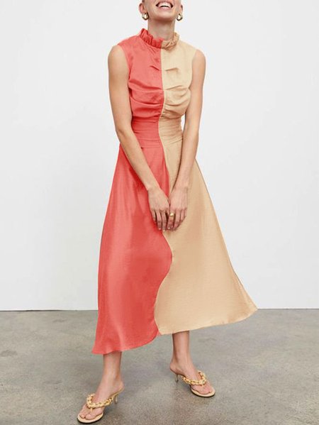 

Lotus Leaf Collar Elegant Regular Fit Dress, As picture, Maxi Dresses