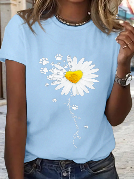 

Women's Daisy You Are My Sunshine Special Lovely Dog Simple Loose T-Shirt, Light blue, T-shirts