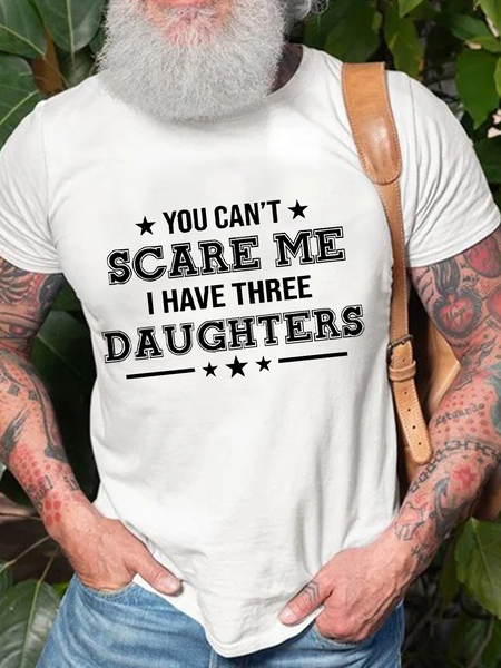 

Men's Funny Word I Have Three Daughter Cotton Casual T-Shirt, White, T-shirts