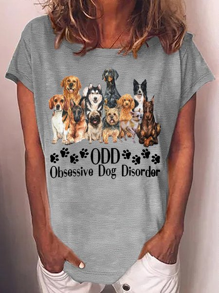 

Women's Casual ODD - Obsessive Dog Disorder T-Shirt, Gray, T-shirts