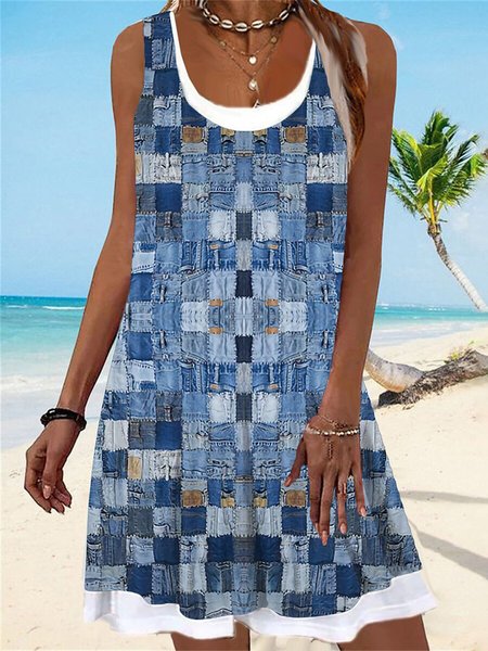 

Casual Floral Regular Fit Crew Neck Dress, Royal blue, Dresses