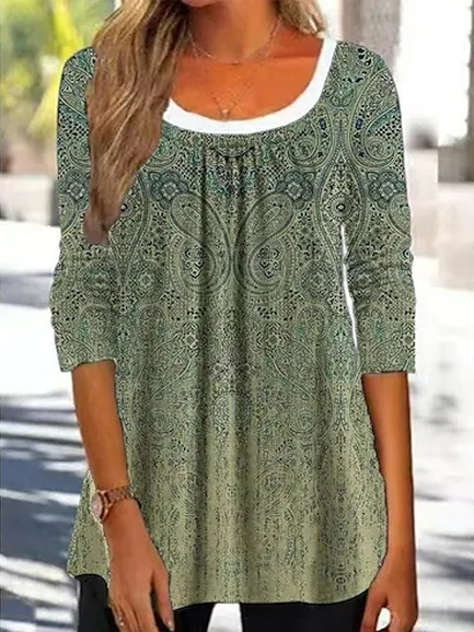 

Casual Crew Neck Loose Shirt, Green, Shirts & Blouses