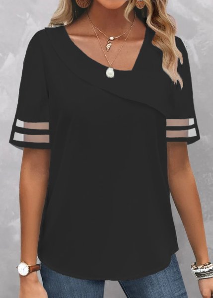 

Cotton Asymmetrical Plain Casual Shirt, Black, Blouses