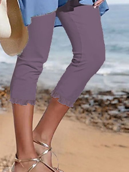 

Casual Plain Regular Fit Leggings, Purple, Leggings