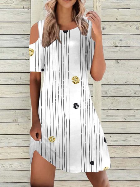 

Casual Floral Regular Fit Crew Neck Dress, Stripe, Dresses