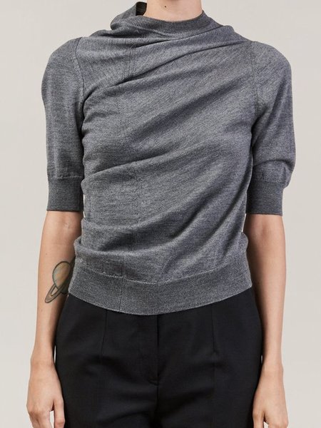 

Half sleeve Plain Urban Acrylic Asymmetrical Sweater, Gray, Pullovers