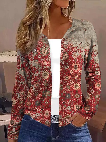 

Knitted Casual Loose Ethnic Kimono, Red, Cardigans