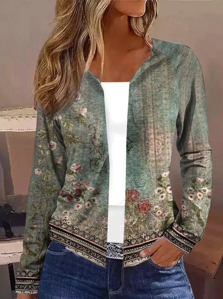 

Knitted Casual Others Ethnic Kimono, Green, Cardigans