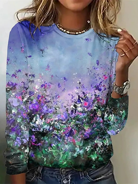 

Casual Crew Neck T-Shirt, Purple, T-Shirts
