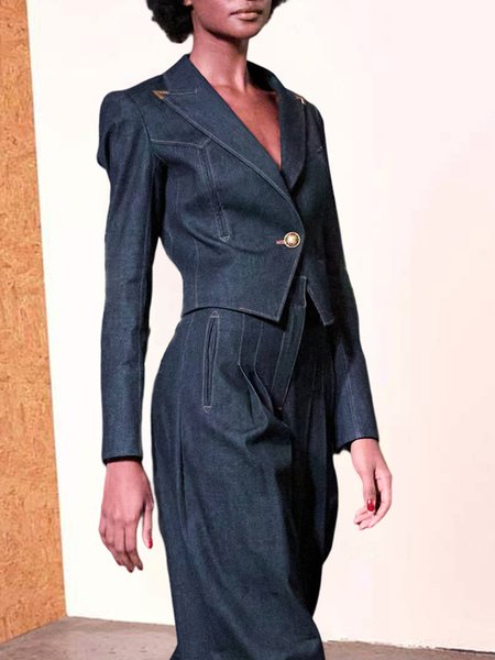 

Urban Plain Regular Fit Denim Coat, Deep blue, Jackets