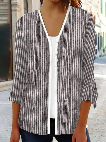 

Casual Color Block Crew Neck Two-Piece Set, Gray, Suit Set