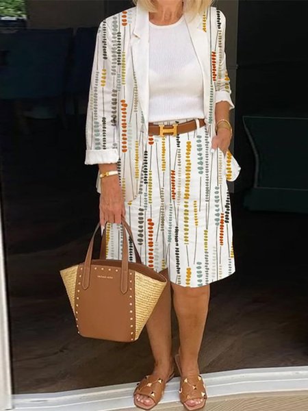 Casual Striped Regular Fit Two-Piece Set, Multicolor, Suit Set