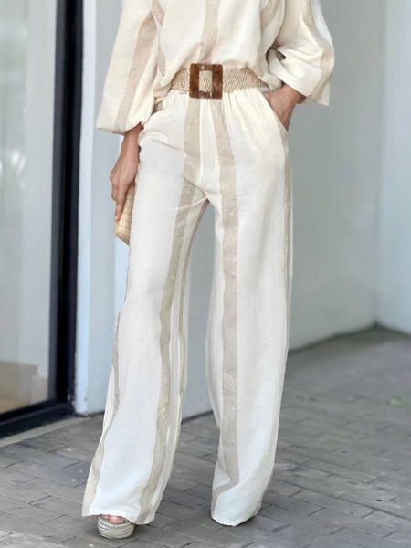 

H-Line Casual Striped Loose Pants, As picture, Pants