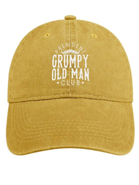 

Men's /Women's President Grumpy Old Man Club Graphic Printing Regular Fit Adjustable Denim Hat, Yellow, Men's Hats