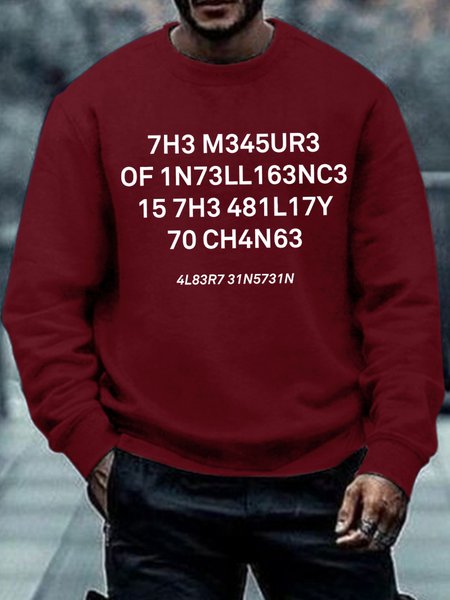 

Men's Funny The Measure Of Intelligence Graphic Printing Casual Regular Fit Sweatshirt, Red, Hoodies&Sweatshirts