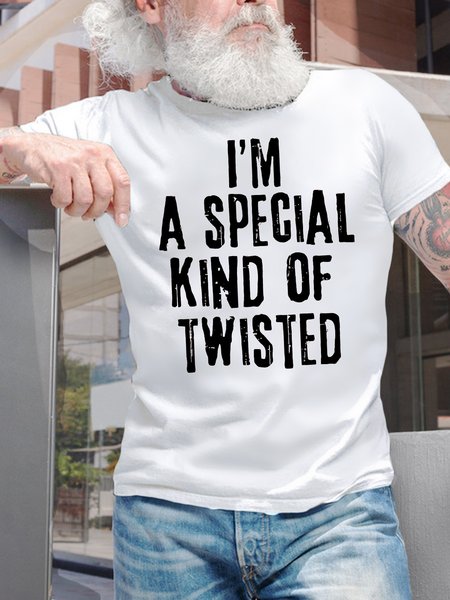 

Men's Funny I Am A Special Kind Of Twisted Graphic Printing Text Letters Crew Neck Casual Loose T-Shirt, White, T-shirts