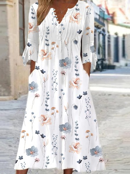 

Casual Knitted Flare Sleeve Dress, White, Dresses