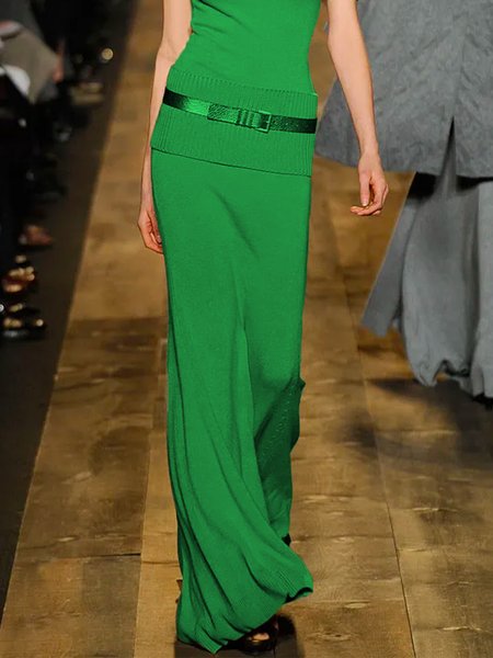

Regular Fit Urban Plain Maxi Skirt, Green, Skirts
