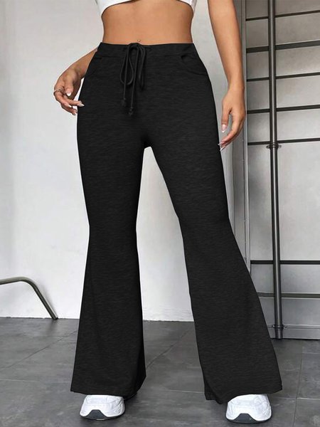 

Plain Casual Pants, Black, Pants