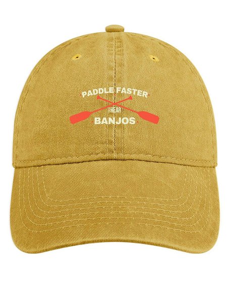 

Men's /Women's Paddle Faster I Hear Banjos Graphic Printing Regular Fit Adjustable Denim Hat, Yellow, Men's Hats