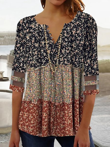

Loose Floral Casual Shirt, Red, Shirts & Blouses