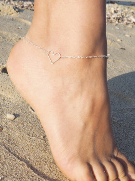 

Fashion simple hollow heart-shaped anklet, Silver, Anklet