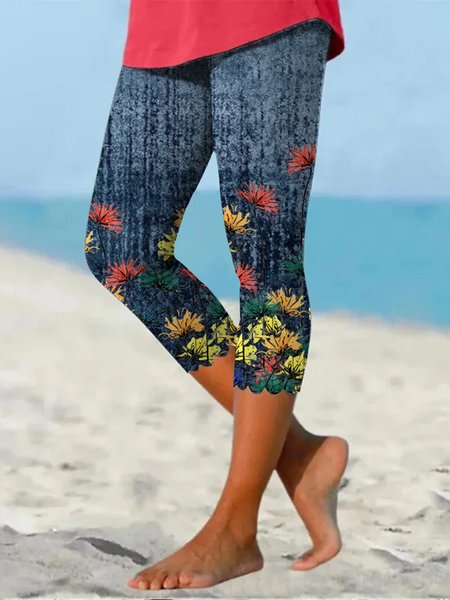 Casual Plants Regular Fit Slim fit Pants, Deep blue, Leggings