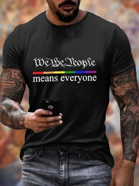 

Men's Casual Cotton We The People Crew Neck T-Shirt, Black, T-shirts