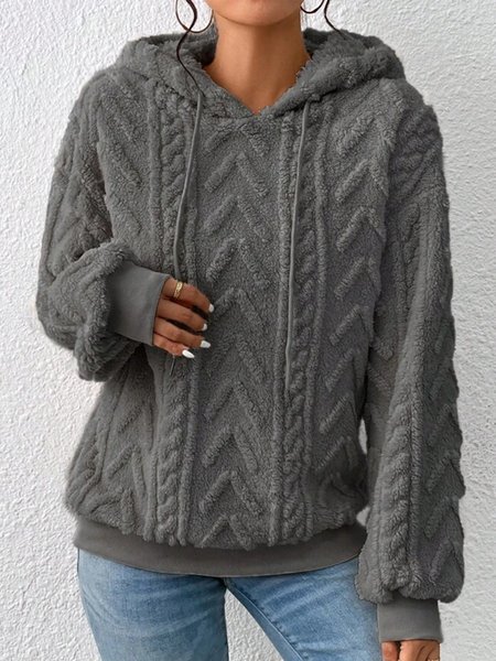 

Plain Hoodie Casual Flannel Hoodie, Gray, Sweatshirts & Hoodies