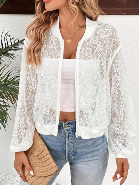 

Others Loose Lace Casual Jacket, White, Jackets