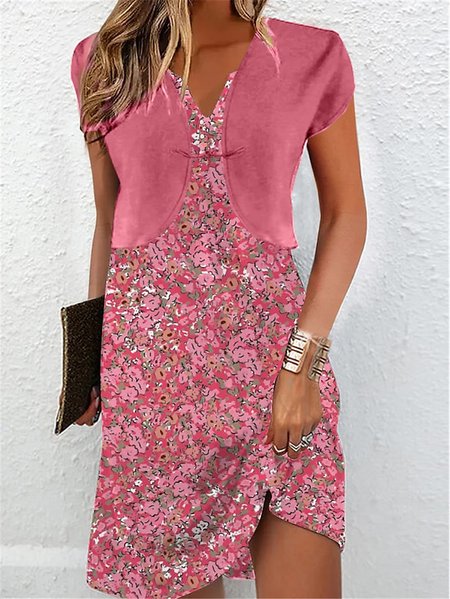 

Casual Regular Fit Knitted Two-Piece Set, Pink, Suit Set