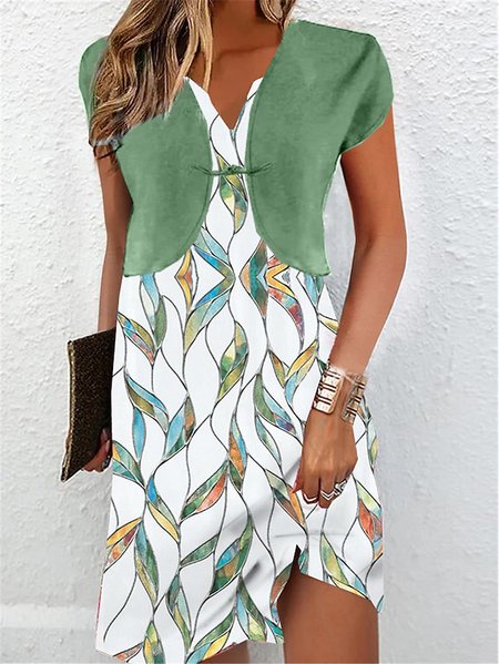 

Knitted Casual Regular Fit Two-Piece Set, Green, Suit Set